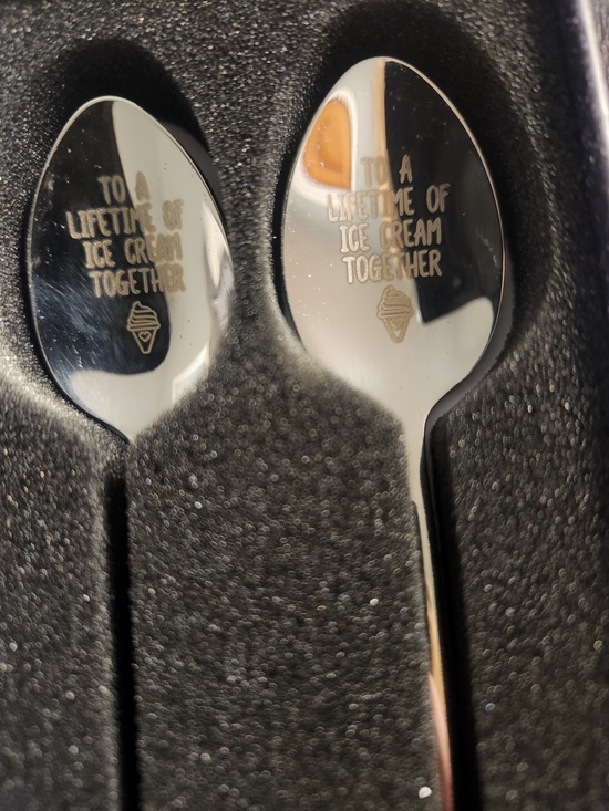 Other - Engraved Ice Cream Spoons - Silver Set of 2